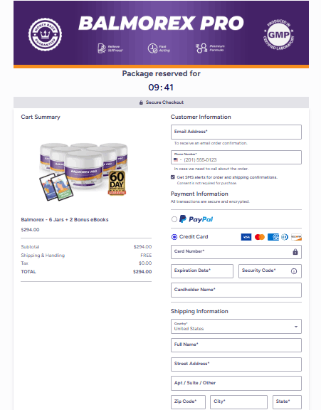 Balmorex Pro Order Page